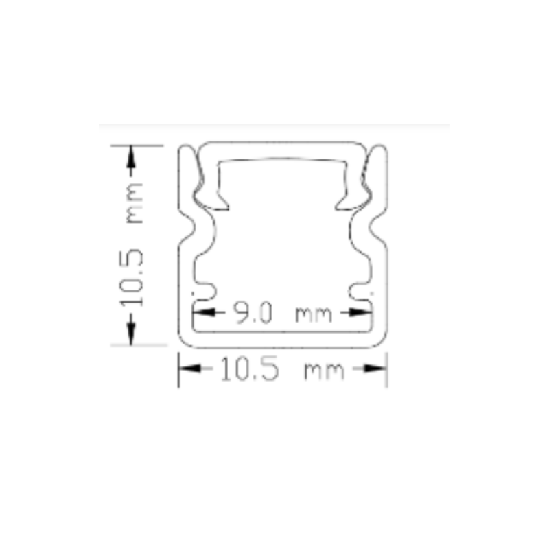 3M De Perfil De Aluminio Negro Empotrar o Sobreponer 10.5x10.5mm - Wattko