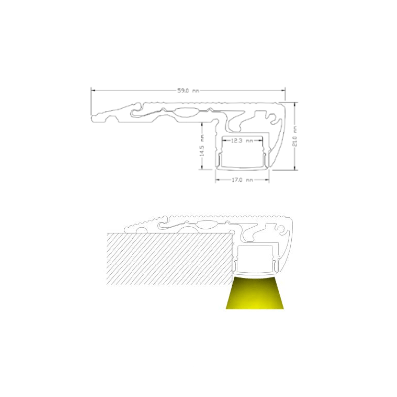 3M Perfil de Aluminio para Escalon negro 60X21 mm - Wattko