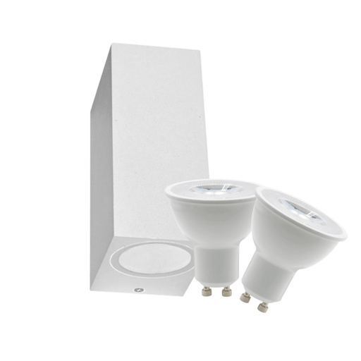 Arbotante Rectangular Doble Disparo 12W Blanco Para GU10 Exterior IP65 - Wattko