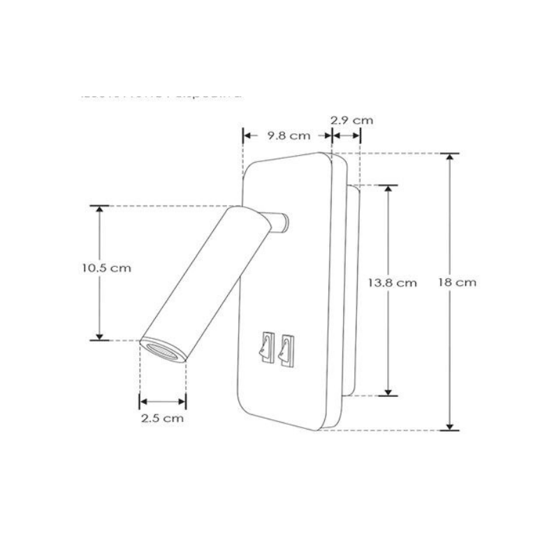 Lampara De Lectura LED Negra 10W Con Luz Trasera y Frontal - Wattko