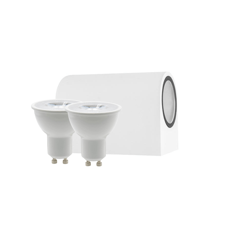 Lampara De Policarbonto De Pared Blanco Doble Disparo, GU10 14W IP65 Exterior - Wattko