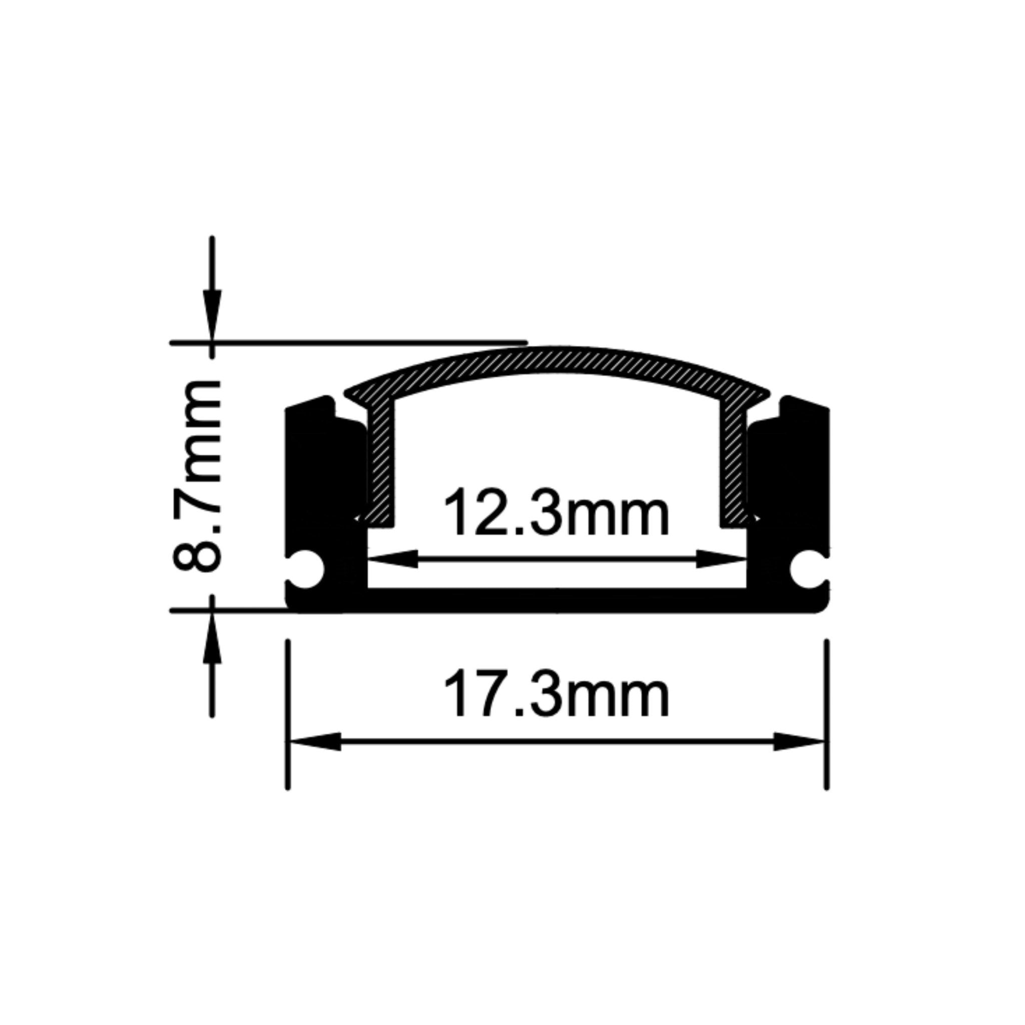 Perfil Aluminio 103 Empotrar y Sobreponer 17.3X8.7MM - Wattko