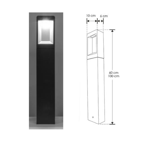 Poste Tipo Bolardo 100 cm o 60 cm De Alto, 6W - Wattko